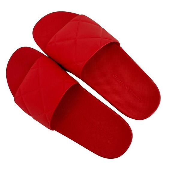 NIB Authentic BOTTEGA VENETA Matte Quilted Rubber Slider (Unisex) - Tomato main image 13